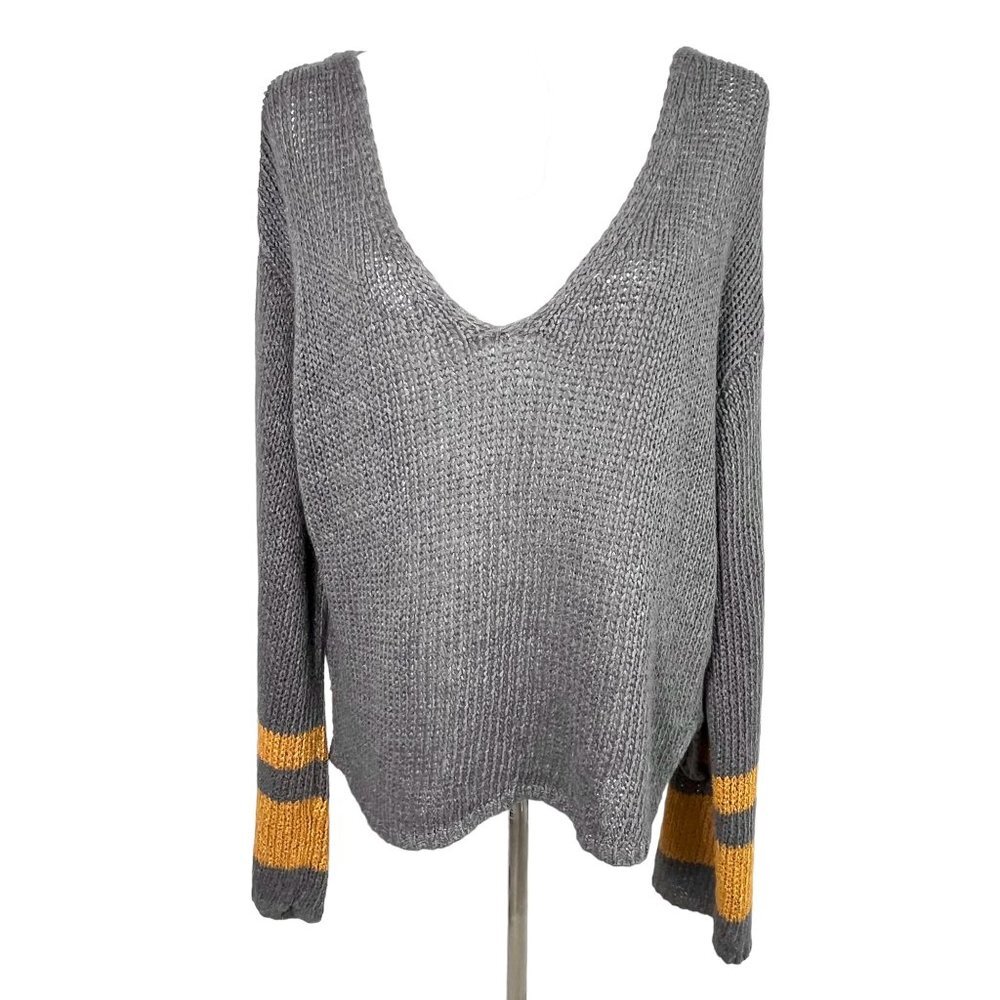 360 Sweater Raquel Stripe cuff Silk Linen Sweater size S